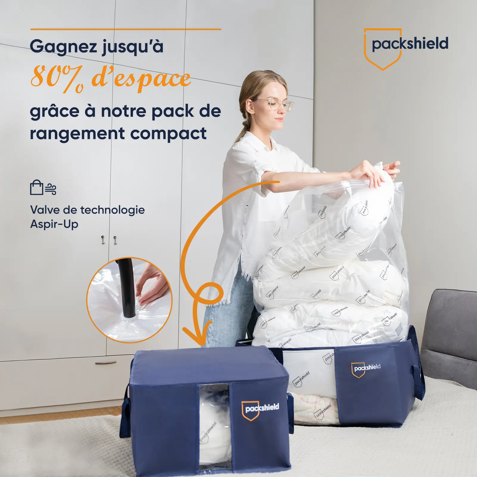 1ABOVE Lot De 6 Sacs De Rangement Sous Vide - Anti-moisissure Et Anti- Insectes - Double Fermeture éclair - Haute étanchéité - Triple Valve De Brevet Pour Une Compression Maximale